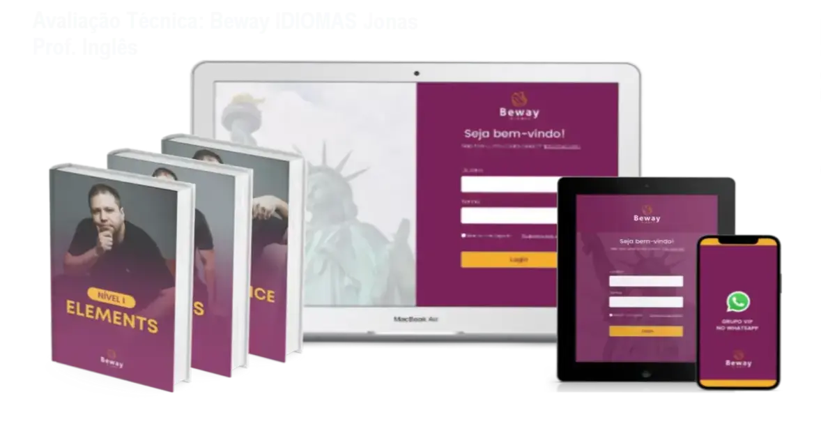Guia explicativo sobre o produto digital Beway IDIOMAS Jonas Prof. Inglês