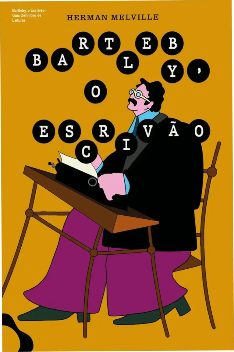 Capa do livro Bartleby, o Escrivão em formato de capa dura com ilustrações digitais