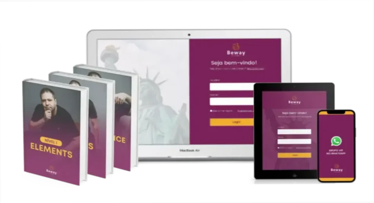 Plataforma Beway 2.0 para aprendizado de inglês com suporte direto.