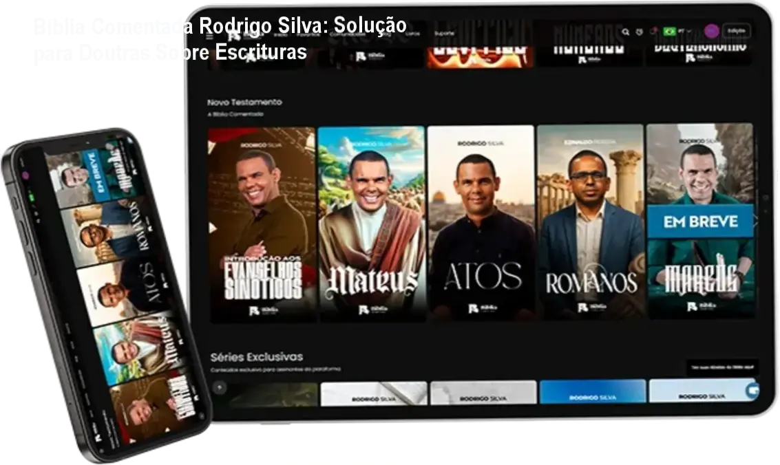 Imagem mostrando interface do app com livros abertos e elementos tecnológicos integrados