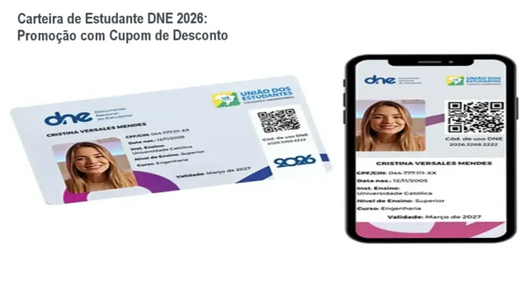 Carteira de Estudante DNE 2026 promoção com desconto