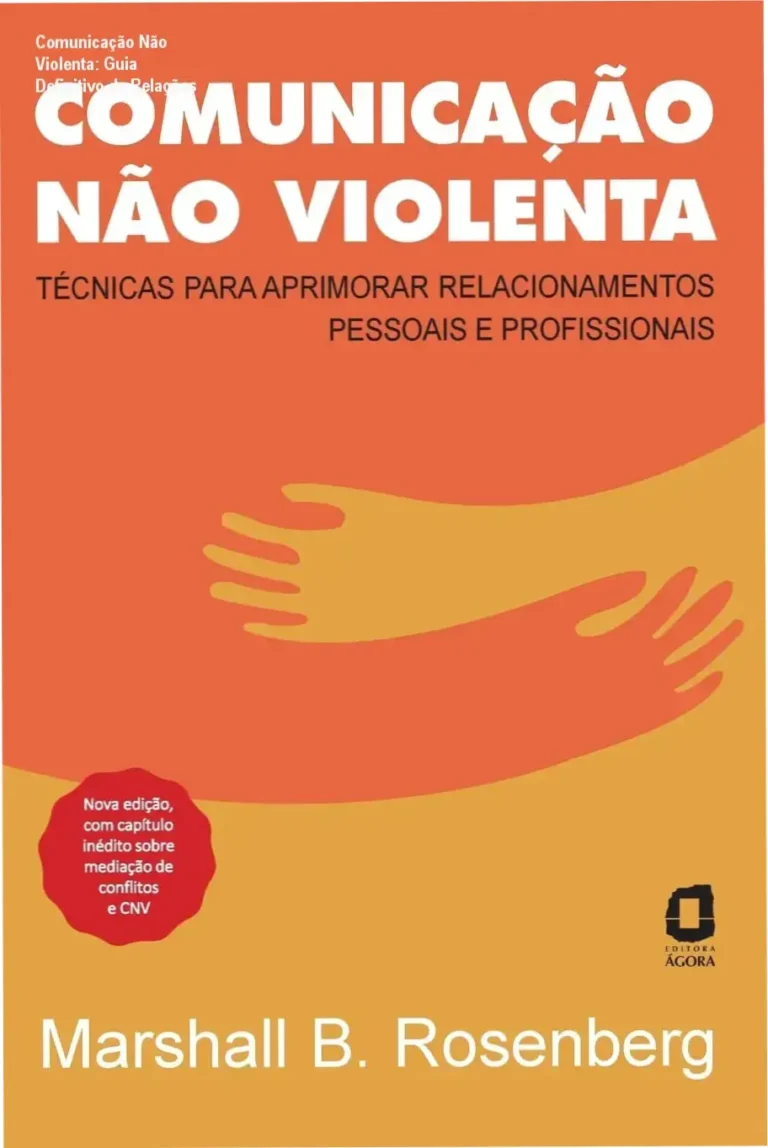 Capa do livro Comunicação Não Violenta em formato ebook, exibindo capa vibrante e frase de destaque.
