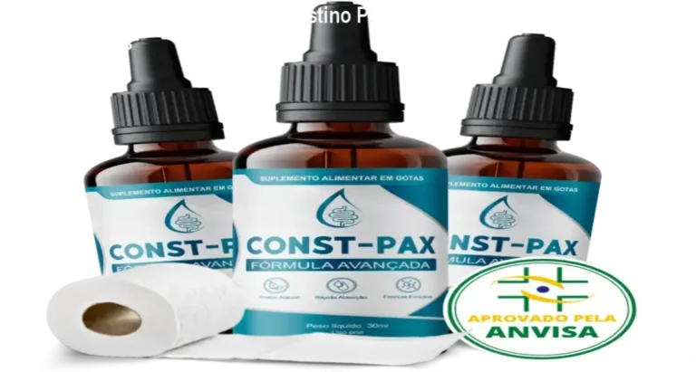 Gotas de CONST-PAX aplicadas sublingualmente para alívio da constipação.