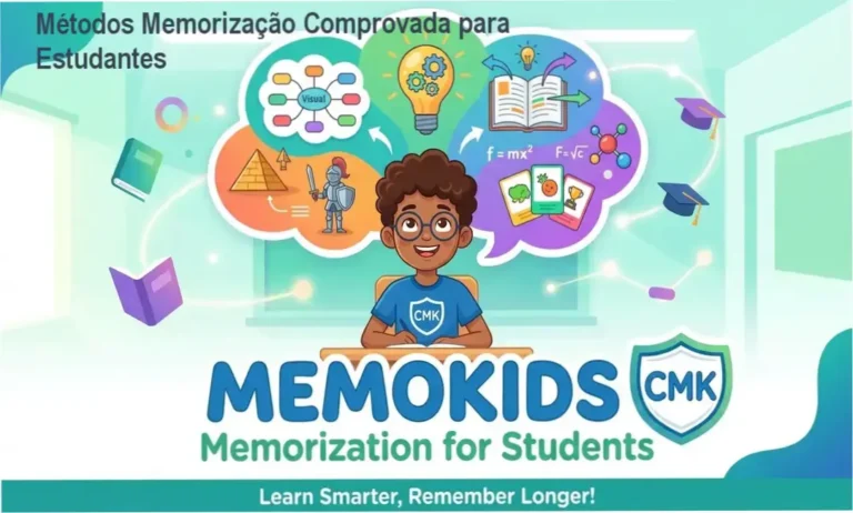 Capa do Curso Memokids destacando métodos de memória para estudantes