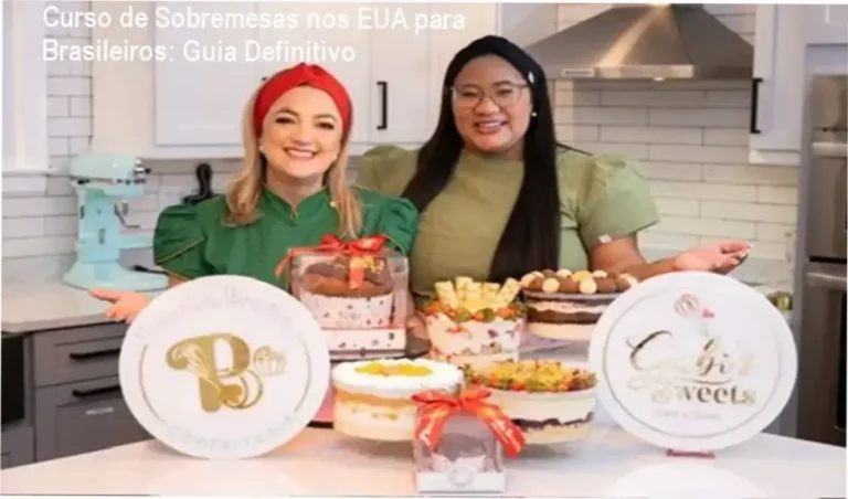 Aulas práticas de confeitaria americana com pratos coloridos e embalagens prontas para venda