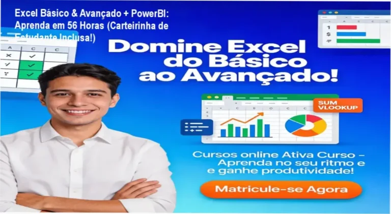 Curso Online Excel + PowerBI com Carteirinha de Estudante Inclusa - Aulas Práticas e Benefícios Exclusivos