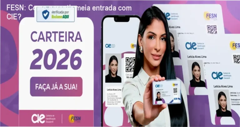 Carteira de Identificação Estudantil CIE da FESN mostrando QR Code para meia entrada