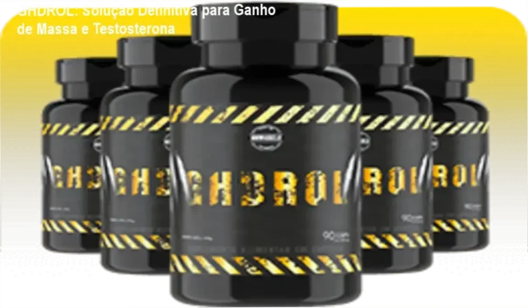 Frasco de GHDROL ao lado de halteres, representando aumento de massa muscular