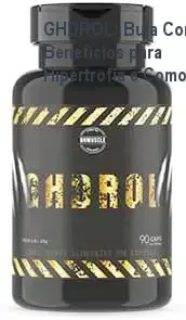 Frasco de GHDROL ao lado de cápsulas destacando ação 3 em 1 para músculo e libido