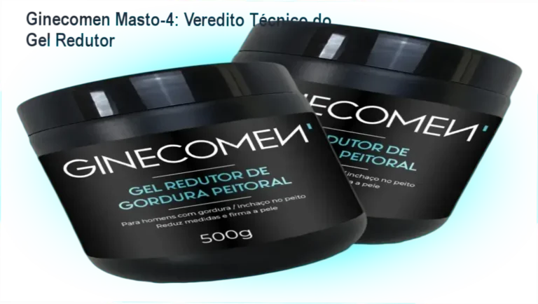 Embalagem do gel Ginecomen Masto-4 500g sobre superfície limpa, contexto de review técnico para redução de ginecomastia