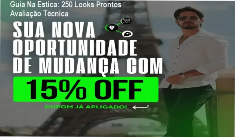 Capa do ebook Guia Na Estica mostrando looks masculinos prontos e prática de estilo
