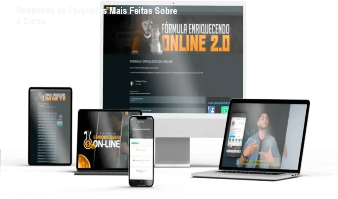 Guia visual com módulos do curso, mentorias ao vivo e vantagens do Método T.O.M