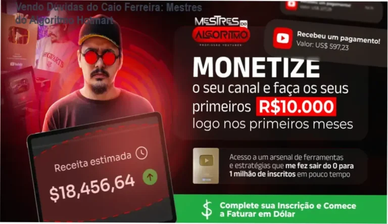 Curso Mestres do Algoritmo de Caio Ferreira: Automação de canais dark no YouTube com templates de thumbnail e roteiros.