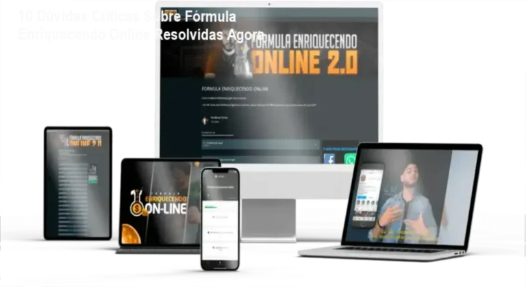 Imagem ilustrativa do curso Fórmula Enriquecendo Online com texto destacando Método T.O.M e mentorias ao vivo