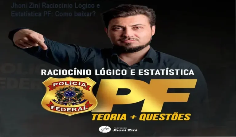 Tela do curso Jhoni Zini de Raciocínio Lógico e Estatística para Polícia Federal mostrando opções de download
