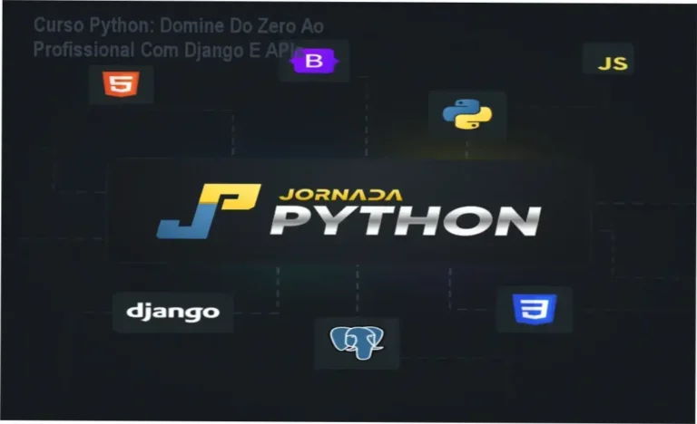 Captura de tela do portal do curso com projetos Python e código em tela, mostrando interface de aprendizado prático