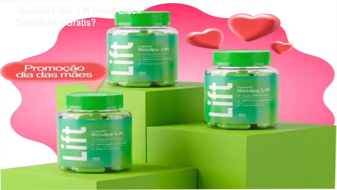 Embalagem do suplemento Lift Detox Black com cápsulas para emagrecimento