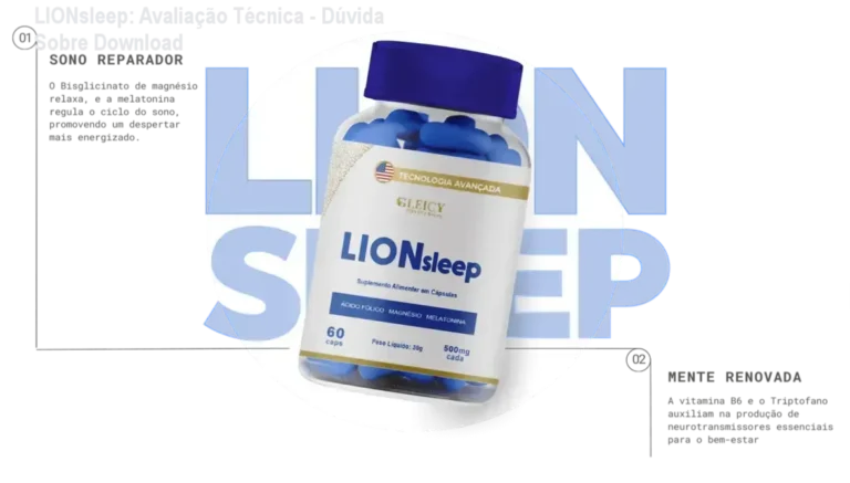 Suplemento LIONsleep em cápsulas naturais para sono reparador e alívio de estresse