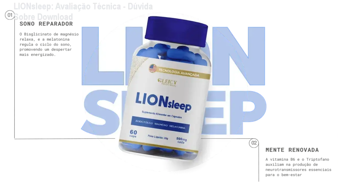 Suplemento LIONsleep em cápsulas naturais para sono reparador e alívio de estresse