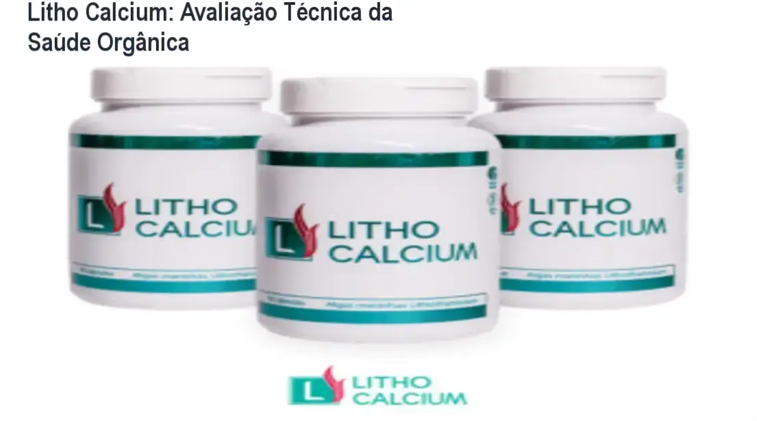 Cápsulas de Litho Calcium com alga marinha em primer plano