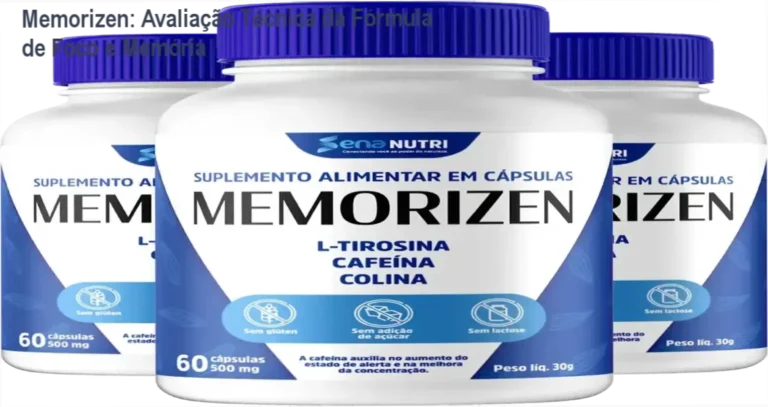 Frasco do suplemento Memorizen com capsulas para melhora da memória e concentração