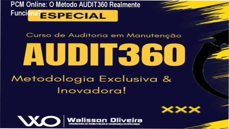 Metodologia AUDIT360 da PCM Online em detalhe mostrando ferramentas de auditoria de manutenção