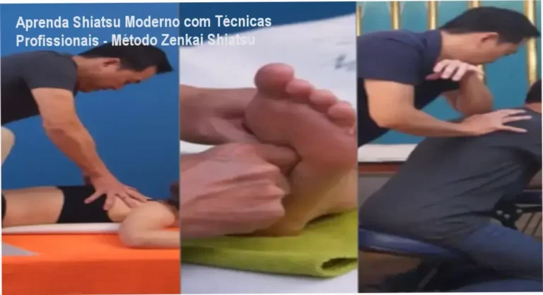 Manual de Shiatsu e Reflexoterapia com diagrama de pontos de pressão e techniques de massage