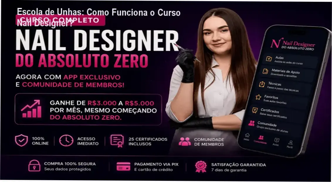 Nail Designer Pro 4.0 Escola de Unhas Profissionais bastidores e funcionamento interno do curso