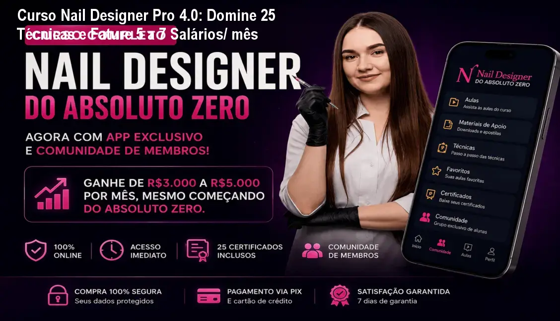 Curso Nail Designer Pro 4.0: Domine 25 Técnicas e Fature 5 a 7 Salários/ mês