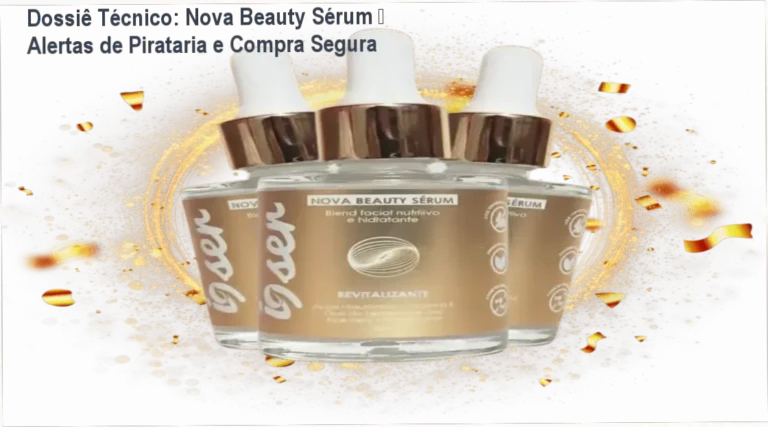 Frasco original do Nova Beauty Sérum ao lado de selo de autenticidade anti-pirataria