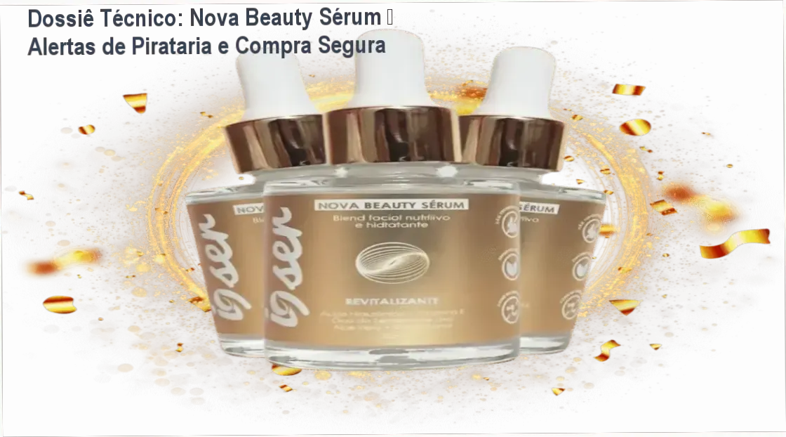 Frasco original do Nova Beauty Sérum ao lado de selo de autenticidade anti-pirataria