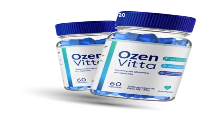 Bolsa com cápsulas OzenVitta e guia de benefícios