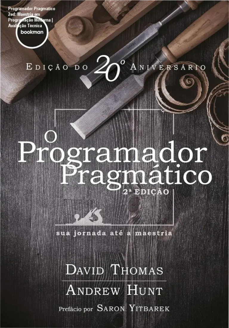 Capa do livro 'O Programador Pragmático 2ed: sua jornada até a maestria' com destaque para o título