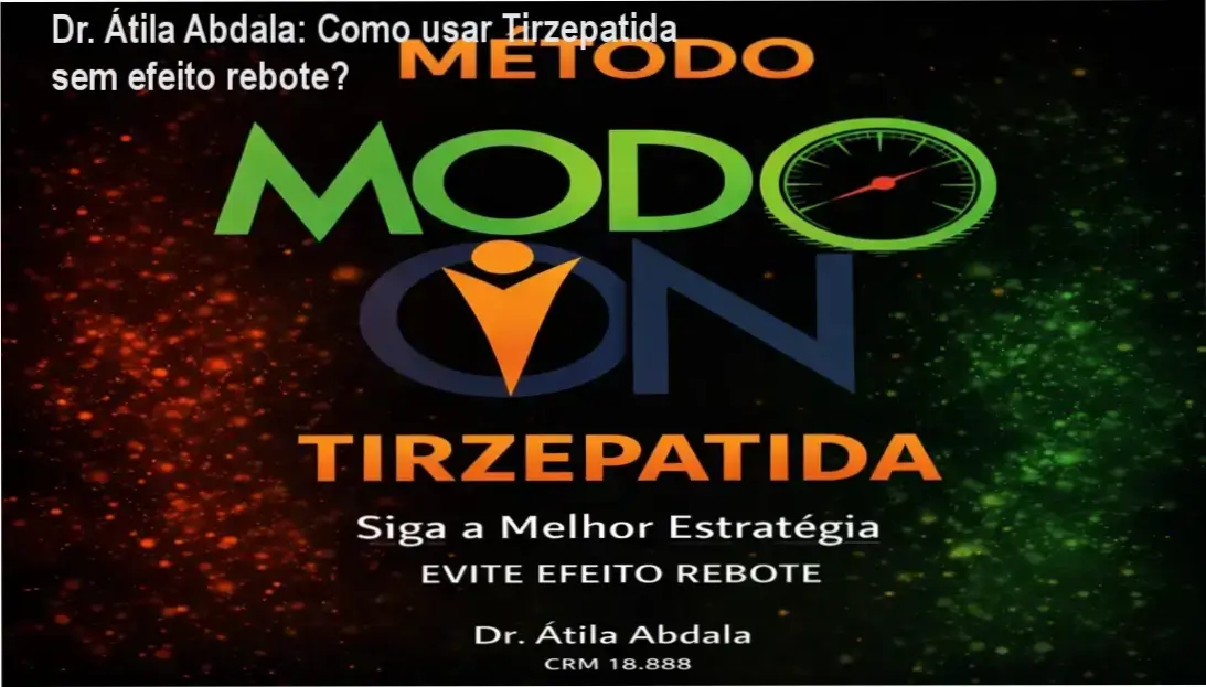 Interface do Protocolo Modo ON do Dr. Átila Abdala mostrando os aplicativos de suporte e o método de uso da tirzepatida