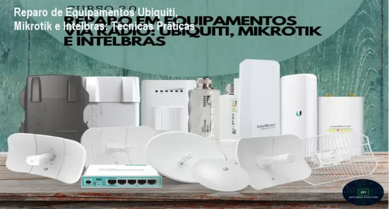 Técnico fazendo diagnose de antena Ubiquiti com multímetro e placa eletrônica