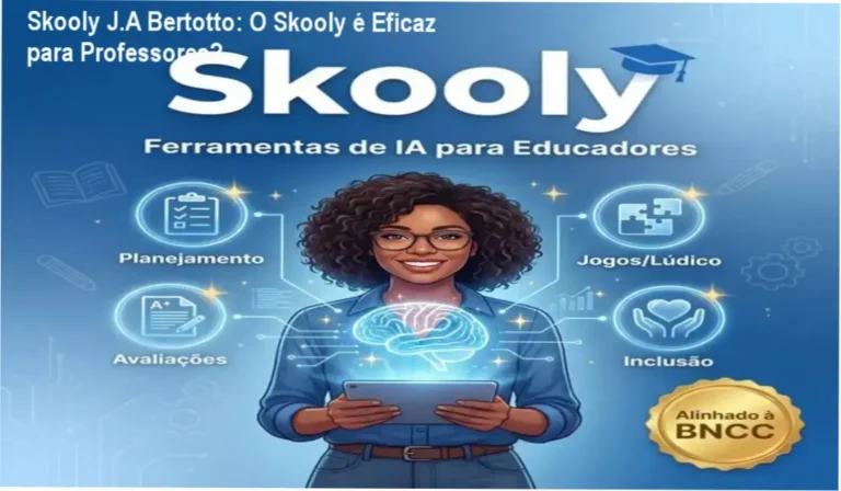 Skooly de J.A Bertotto mostrando interface de geração de materiais pedagógicos via IA