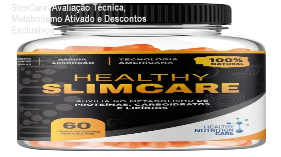Frasco de SlimCare ao lado de cupons de desconto, representando oferta especial.