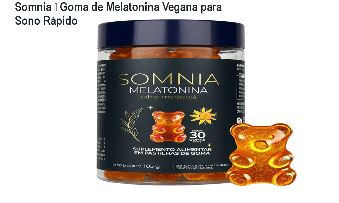 Somnia – Goma de Melatonina Vegana para Sono Rápido