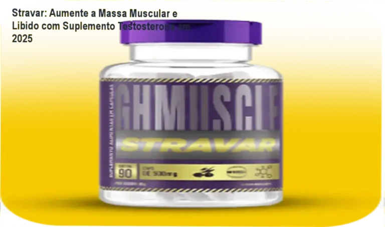 Imagem do suplemento Stravar da marca GHMuscle com destaque para o estômago e bíceps definido