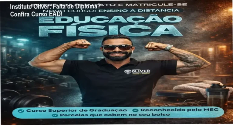 Visão interna do curso Superior Bacharelado em Educação Física EAD – plataforma de ensino do Instituto Oliver, mostrando a interface de aula online
