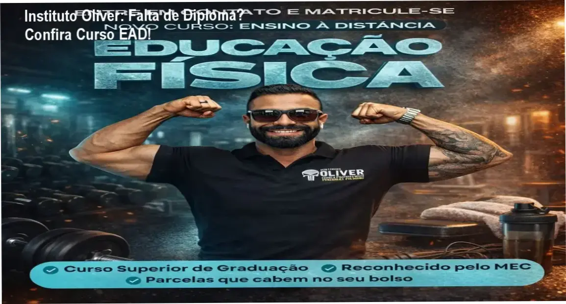 Visão interna do curso Superior Bacharelado em Educação Física EAD – plataforma de ensino do Instituto Oliver, mostrando a interface de aula online
