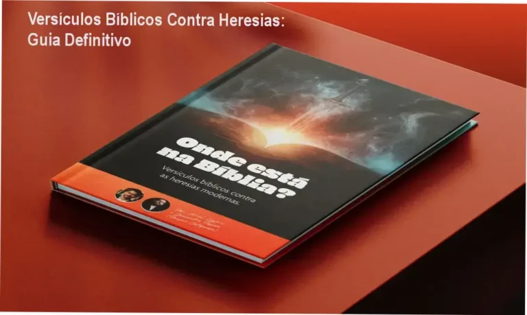 Capa do eBook 'Versículos Bíblicos Contra Heresias' com ícones de Bíblia aberta e ícone moderno de defesa simbólica