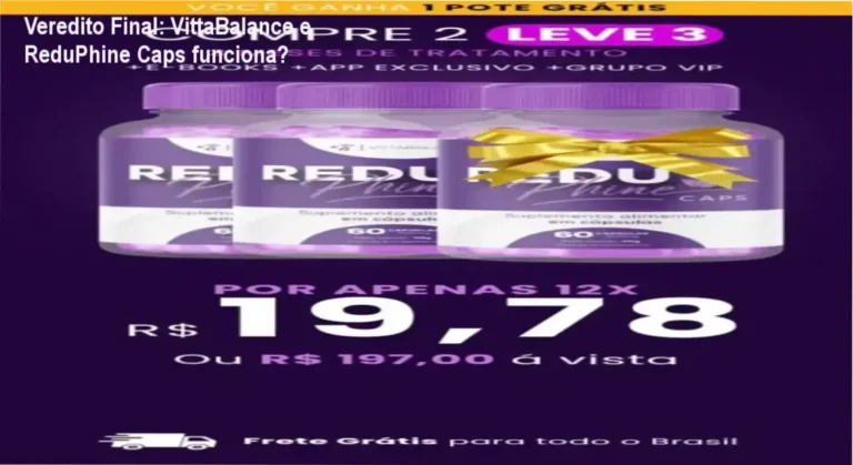 Imagem ilustrativa do suplemento ReduPhine Caps da VittaBalance para emagrecimento natural