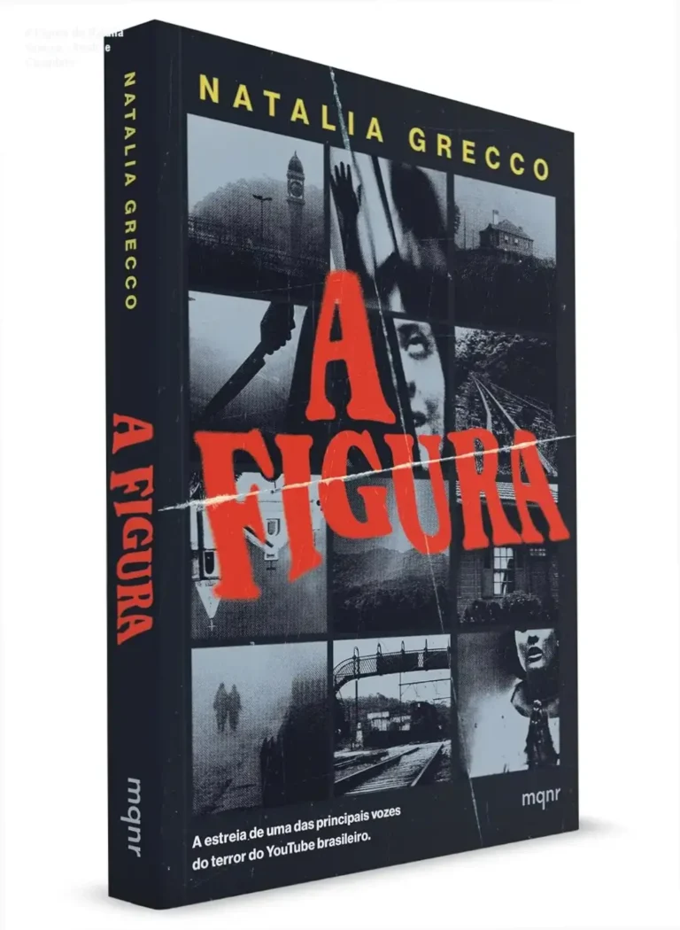 Capa do livro A Figura de Natalia Grecco em cenário nebuloso de Paranapiacaba