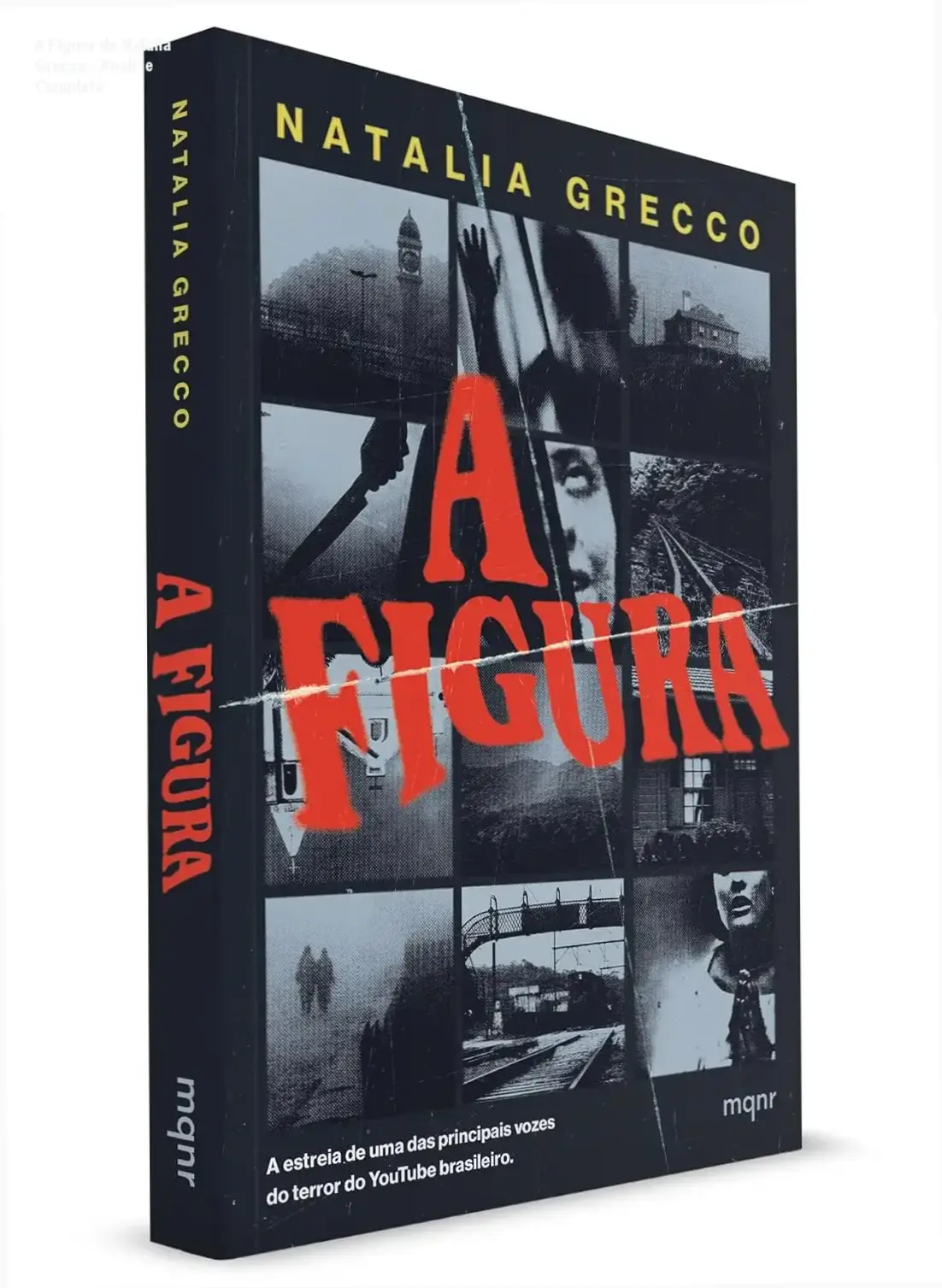 Capa do livro A Figura de Natalia Grecco em cenário nebuloso de Paranapiacaba