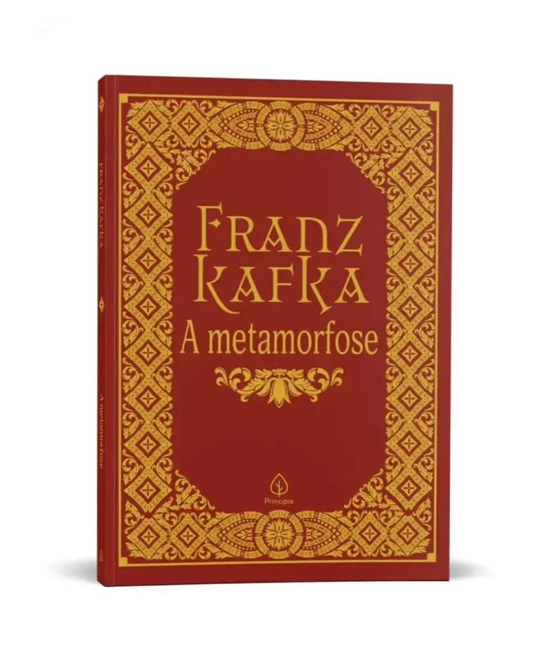 Capa dura de A Metamorfose de Franz Kafka em destaque na estante