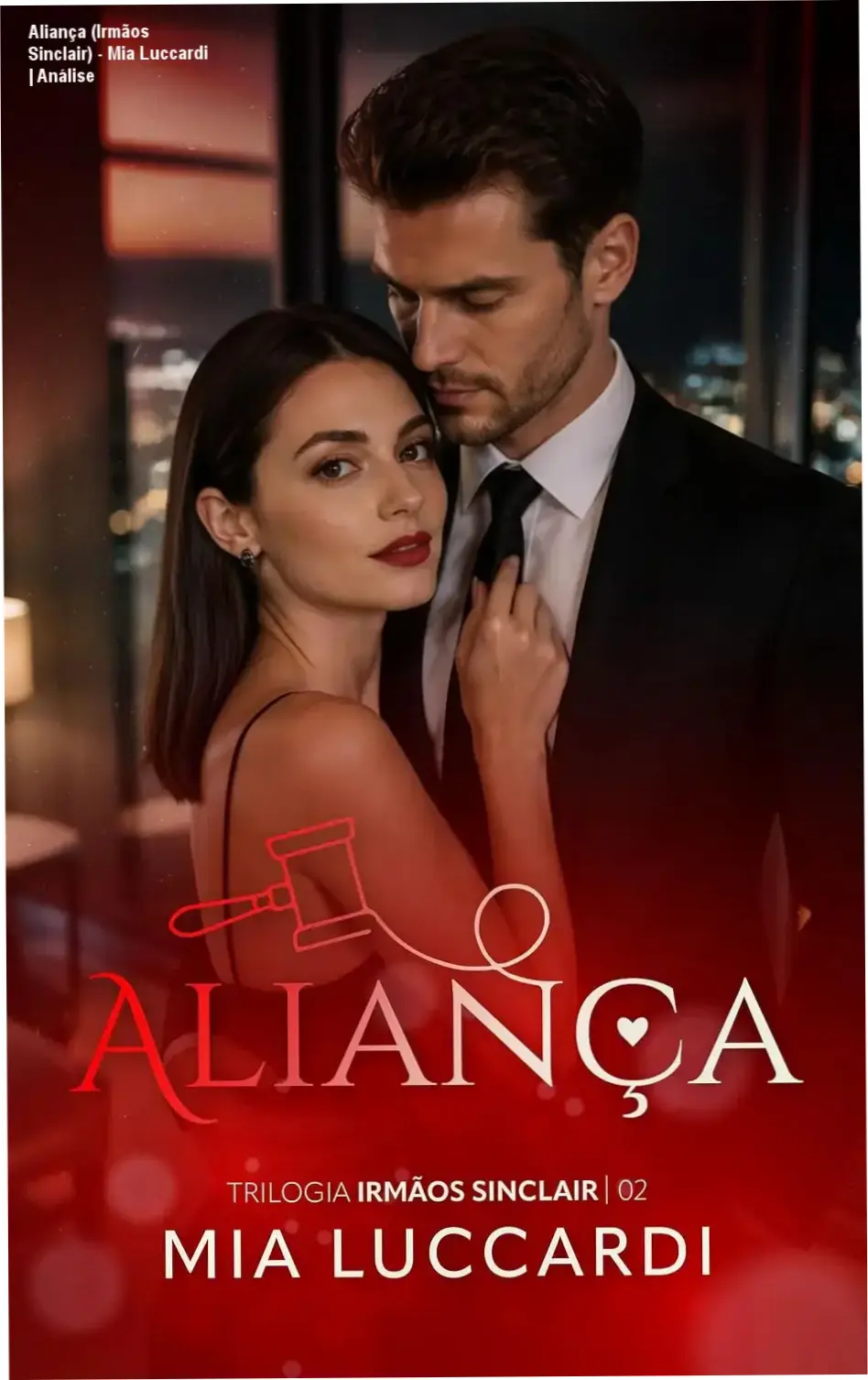 Capa do ebook Aliança (Irmãos Sinclair) mostrando os personagens principais em um ambiente corporativo, sugerindo romance e conflito.