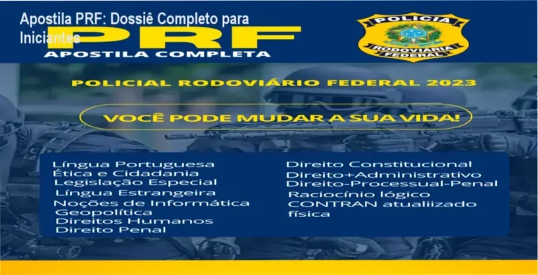 Representação visual de material de estudo digital focado no concurso da Polícia Rodoviária Federal