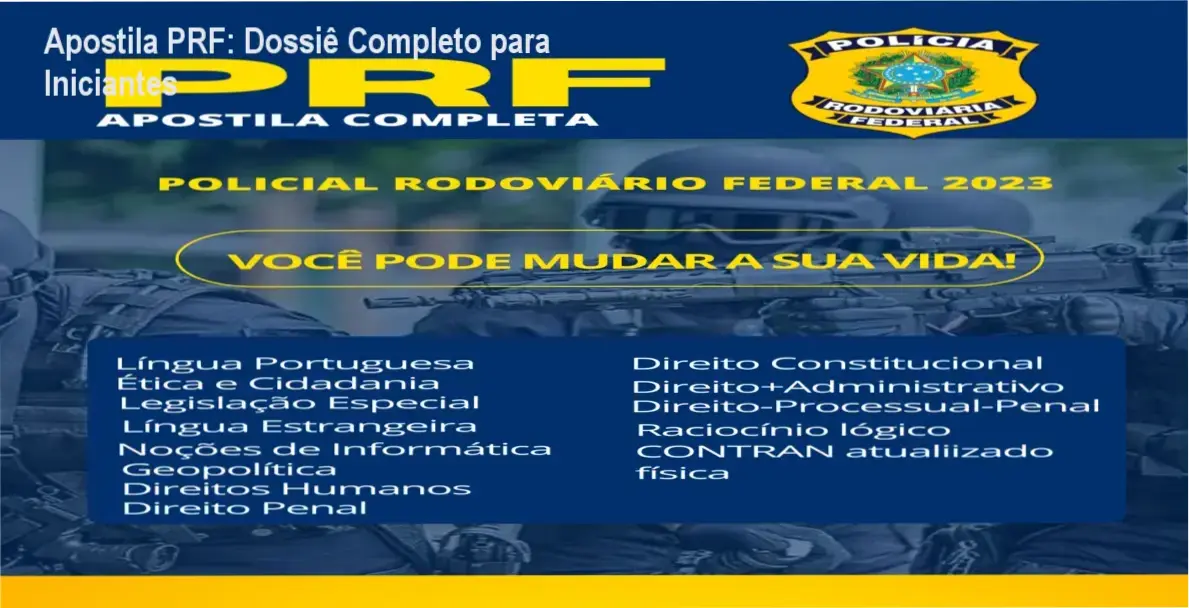 Representação visual de material de estudo digital focado no concurso da Polícia Rodoviária Federal