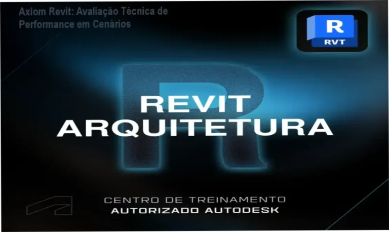 Interface do software Revit demonstrando a profundidade técnica da Formação Axiom em cenários de projetos complexos